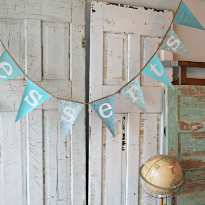 Turquoise "Desserts" banner