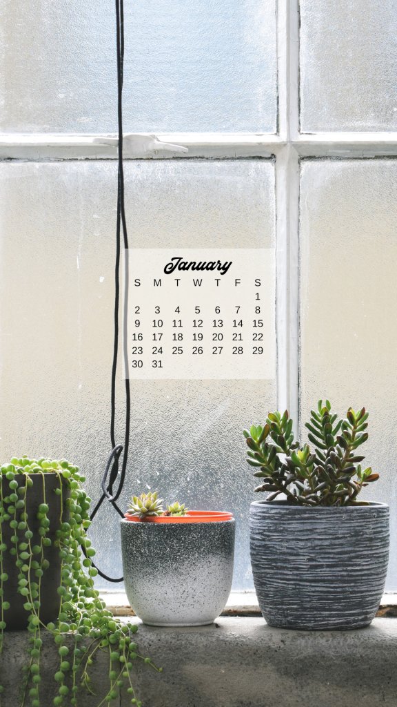 20+ plant themed January 2022 calendar wallpapers - instant download!