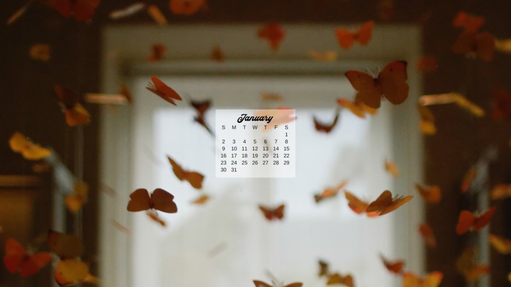 12 Free January 2022 Computer Backgrounds: Butterfly Calendars